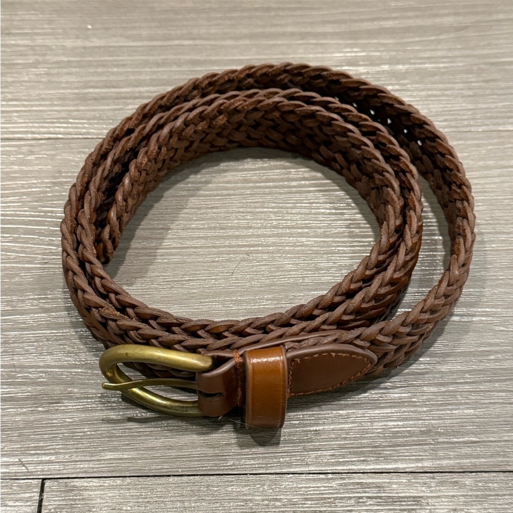 Brown Braided Leather Belt